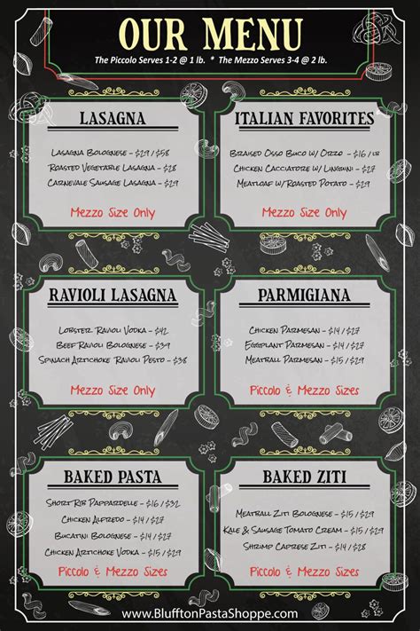 Order Menu - The Bluffton Pasta Shoppe