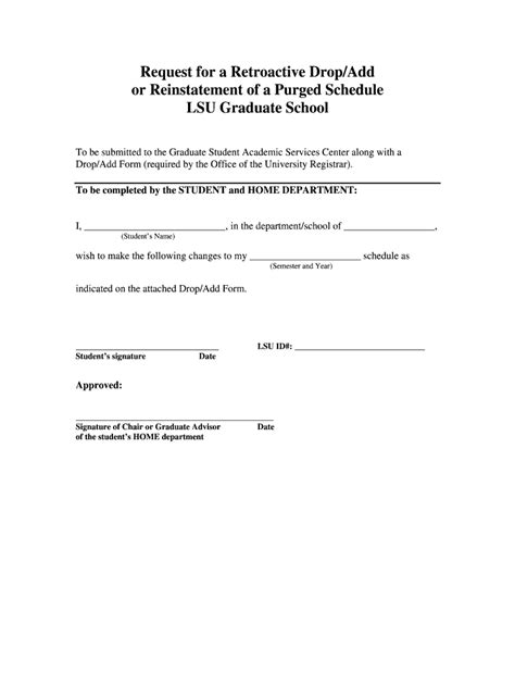 Fillable Online pete lsu Request for a Retroactive Drop Form Fax Email ...