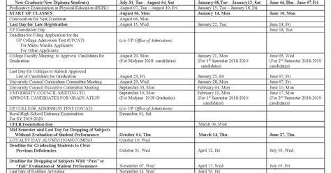 UPLB Academic Calendar 2018-2019