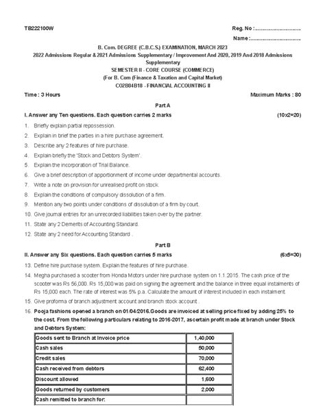 Financial Accounting II - TB222100W Reg. No ...