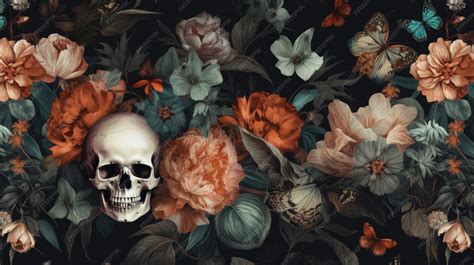 Premium AI Image | Beautiful Colorful Skull Floral Background 8k HD ...