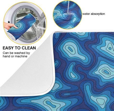 Buy UNISE Cobalt Blue And Indigo Seamless Kitchen Dish Drying Mat Large ...