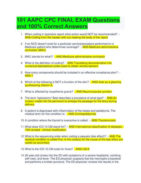 CPC Practice Exam - 150 Questions And Elaborations - Browsegrades ...