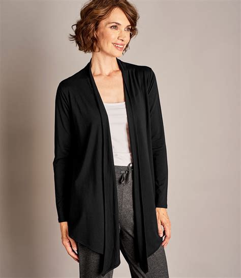 Black | Womens Waterfall Cardigan | WoolOvers US