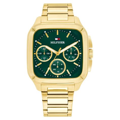 Buy Online Tommy Hilfiger Quartz Multifunction Green Dial Golden ...