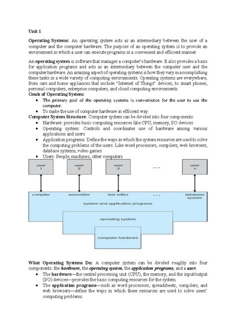 OS Unit 1 - OS Unit 1 Notes - Unit 1 Operating Systems: An operating ...