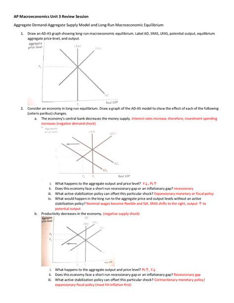 AP Macroeconomics Unit 3 Review Session Aggregate ... | Study notes ...