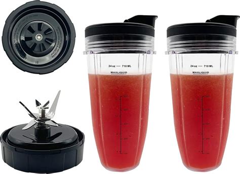 Amazon.com: Blender 24 oz Cups & 7 Fins Blade 703KKU100 Replacement Parts Compatible with Ninja ...