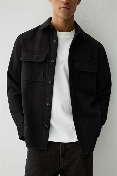 Men’s Black Regular Fit Felted overshirt | H&M IN