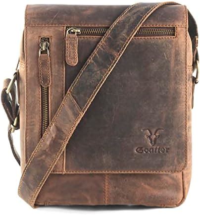 Buy Goatter Mens Genuine Leather 11" Inch Messenger Bag (Coffee -1) at ...