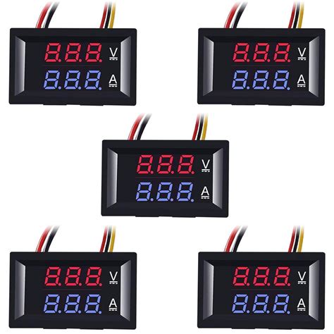 Buy ACEIRMC 5pcs 0.28" LED Voltmeter Ammeter, Red and Blue Digital ...