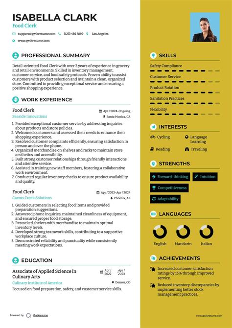 10+ Food Clerk Resume Samples & Templates for 2025