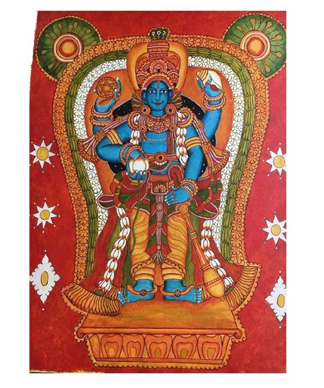 Lord Vishnu Mural Painting - Kerala Mural Painting : Amazon.in: Home ...