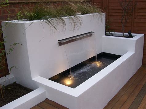 Water feature with built in planting & lighting | Water features in the ...
