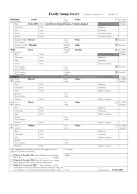 Family Group Record Form - Blank Fillable Template | Fill Out, Print ...