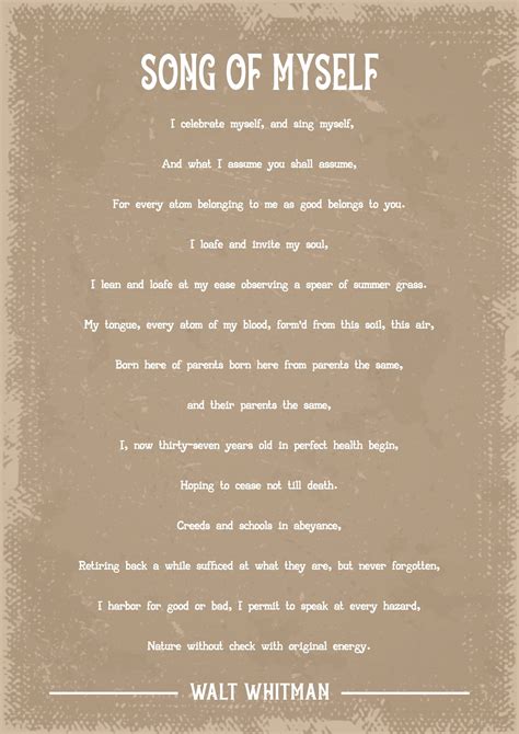 Walt Whitman Song of Myself Poem Art Print - Etsy UK