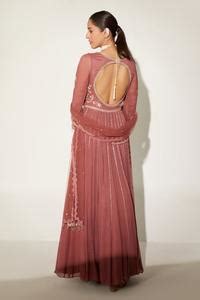 Buy Purple Georgette, Mono Net Bead Work, Floral Embroidered Anarkali ...
