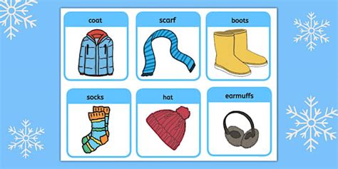 Winter Clothes English Cards 冬衣替え英語カード