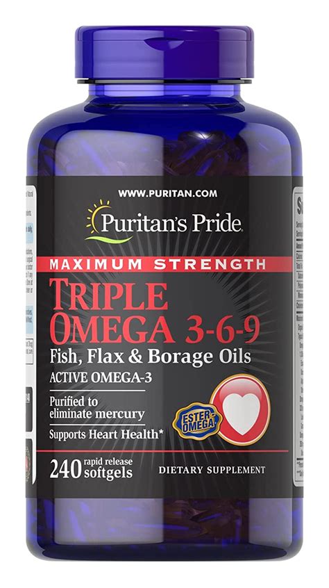 Puritan's Pride Maximum Strength Triple Omega 3-6-9 Fish, Flax & Borage ...