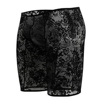 Buy MUQUAM Mens Sheer Lace Boxer Underwear (Small, Black) at Amazon.in