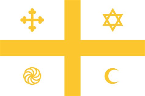 [OC] A Flag for Jerusalem based on The Kingdom of Jerusalem Flag, with Representation of the 4 ...