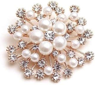 TOPPROSPER Pearl Crystal Snowflake Flower Design Brooch Pin Badge ...