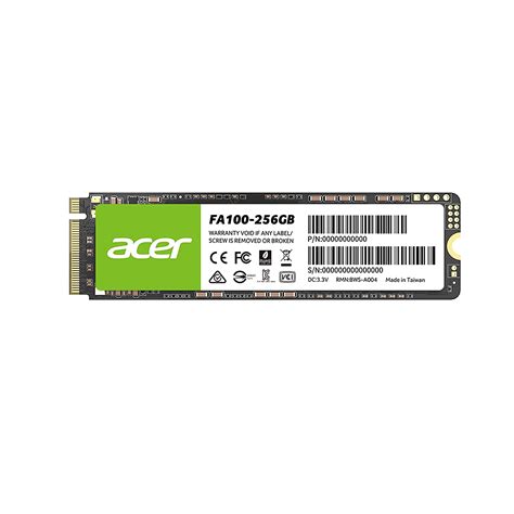 Acer FA100 256GB PCIe Gen3 x4 NVMe 3D NAND SSD M.2 Internal SSD -1950MB ...