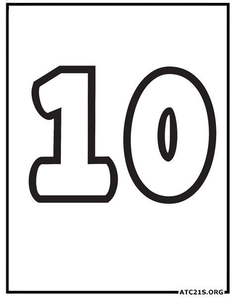 Free Number 10 Coloring Page Download Printable | ATC21S