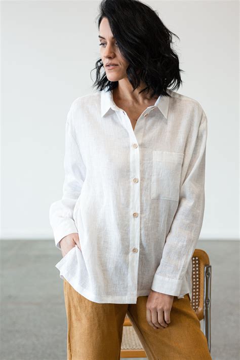 Classic Women’s Shirts for Every Day. White Linen Blouse With Long ...