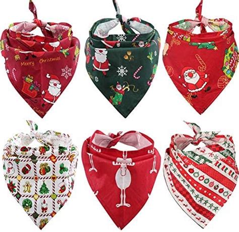 GUGELIVES 6 Pcs Dog Bandana Christmas Pet Triangle Head Scarf ...