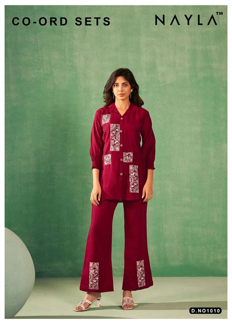 NAYLA D NO 1010 VISCOSE SILK FANCY WORK CAUSAL WEAR CORD SET AT BEST ...