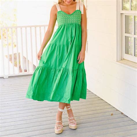 Womens Tie Shoulder Dress Summer Sleeveless Contrast Color A-Line Dress ...