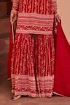 Buy Red Georgette Embroidery, Sequins, Cut Floral Stripe Print Kurta ...