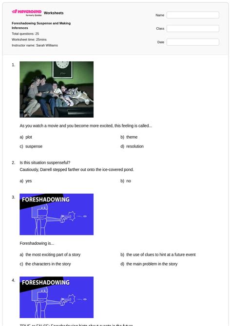 50+ Foreshadowing worksheets for Class 12 on Wayground | Free & Printable