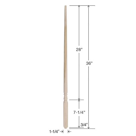 RELIABILT 36-in x 1.25-in Colonial Natural Poplar Pin top Turned Stair ...
