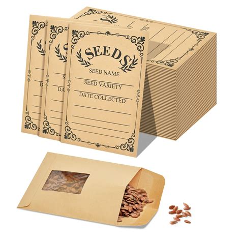 Amazon.com: 50-Pack Seed Packets Envelopes with Clear Window, 4.72 x 3. ...