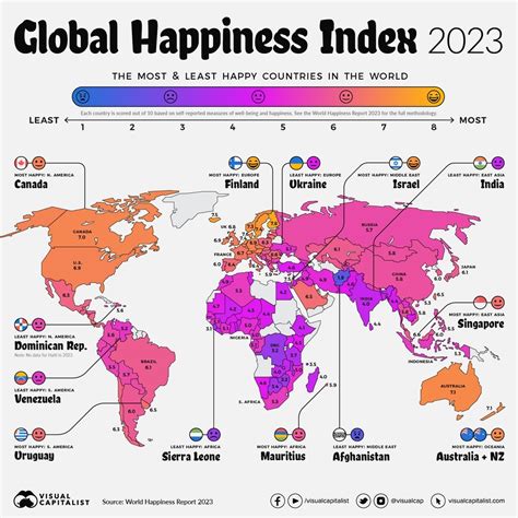 The World’s Happiest Countries in 2023. by... - Maps on the Web