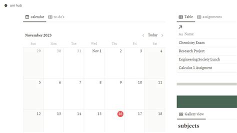 Image result for Notion Class Schedule Template