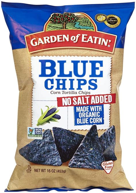 Garden of Eatin' Blue Corn Tortilla Chips No Salt Added 16 oz Pack of 2 ...