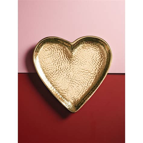 Buy Pure Home + Living Gold Hammered Heart Shaped Platter Online