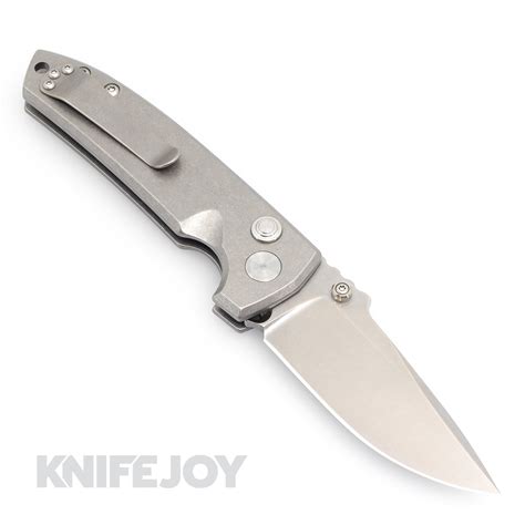 Les George Knives VECP Button Lock Stonewash Blade with Titanium Handl ...