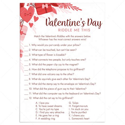 Valentines Riddles with Answers Printable | Riddle Me This – LittleSizzle