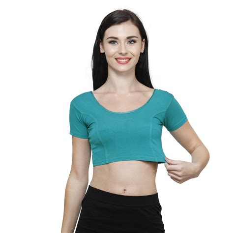 Vami Women's Cotton Stretchable Readymade Blouses - Water Green – BONJOUR