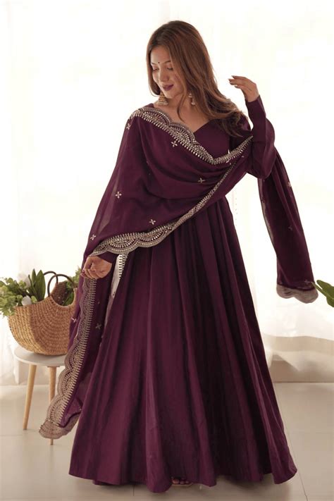 Grape Wine Silk Anarkali Suit – Glamwiz India