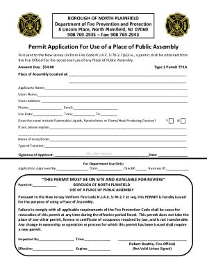 Fillable Online North Plainfield Fire Department(908) 769-2935 Fax ...