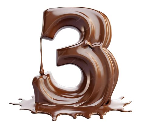 Melting number 3 made of chocolate isolated on white generative ai ...