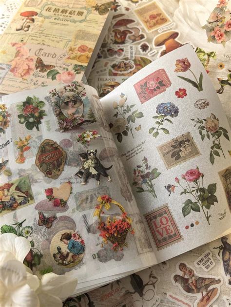 20sheets Vintage Sticker Book Plant, Mushroom & Farm House Series Made ...