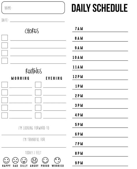 Free Printable Time Schedule 的图像结果