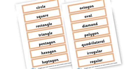 Printable Shape Names Word Cards for KS2 Math - Twinkl