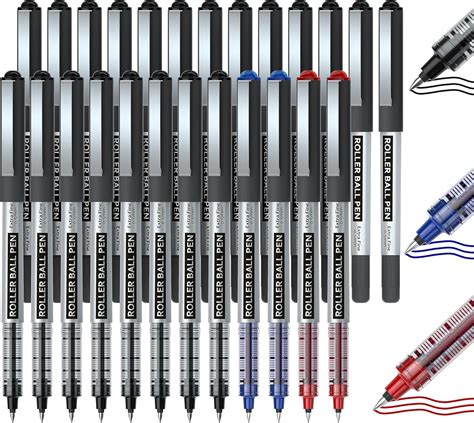 Shuttle Art RollerBall Pens, 25 Pack(21 black 2 blue 2 red) Fine Point ...
